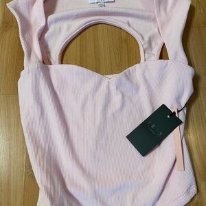 Iris Light Pink Ribbed Bodysuit
